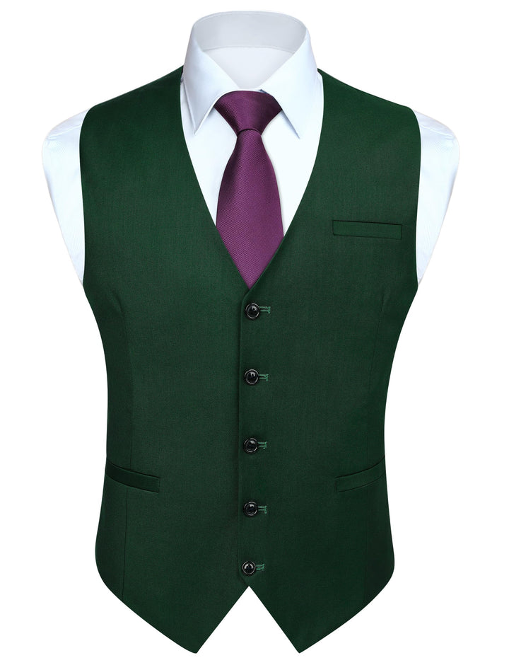 HISDERN Herren Formale Hochzeit Party Weste Baumwolle Einfarbig Weste XXL Waldgrün, XXL Waldgrün
