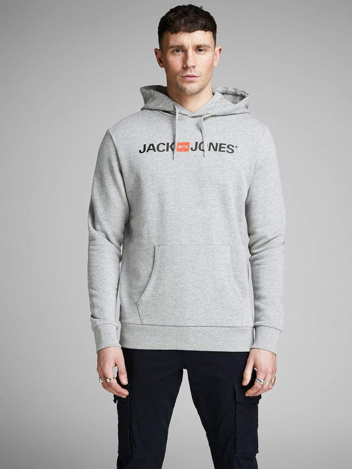 JACK & JONES Male Kapuzenpullover Logo Kapuzenpullover L Grau (Light Grey Melange Detail: Reg Fit-me