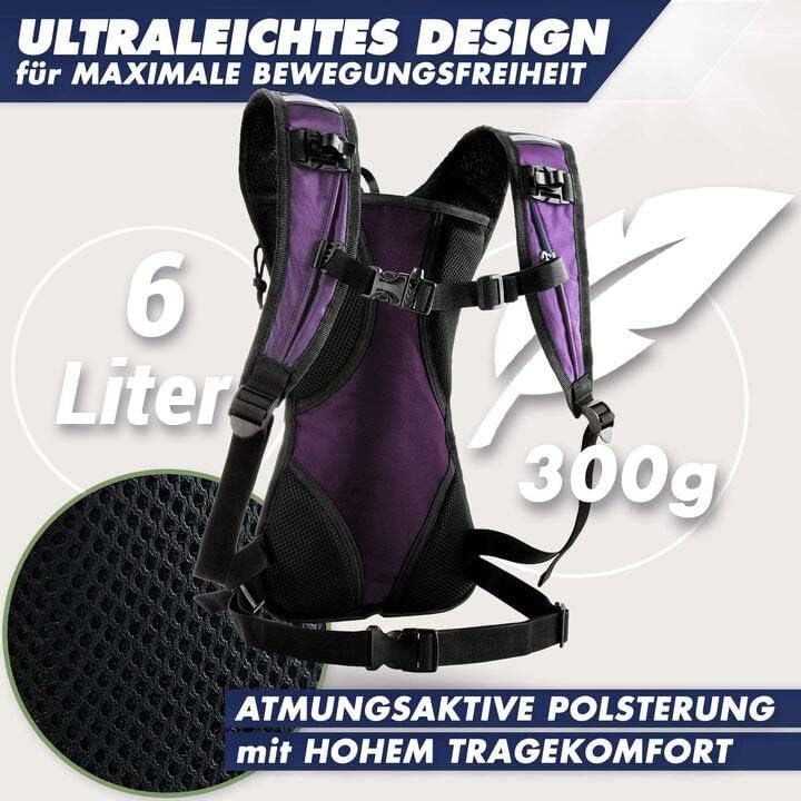 SASMO® Laufrucksack Damen 6L (Beere) mit Thermofach | Lauf Rucksack - Ultraleicht 300g | Laufrucksac
