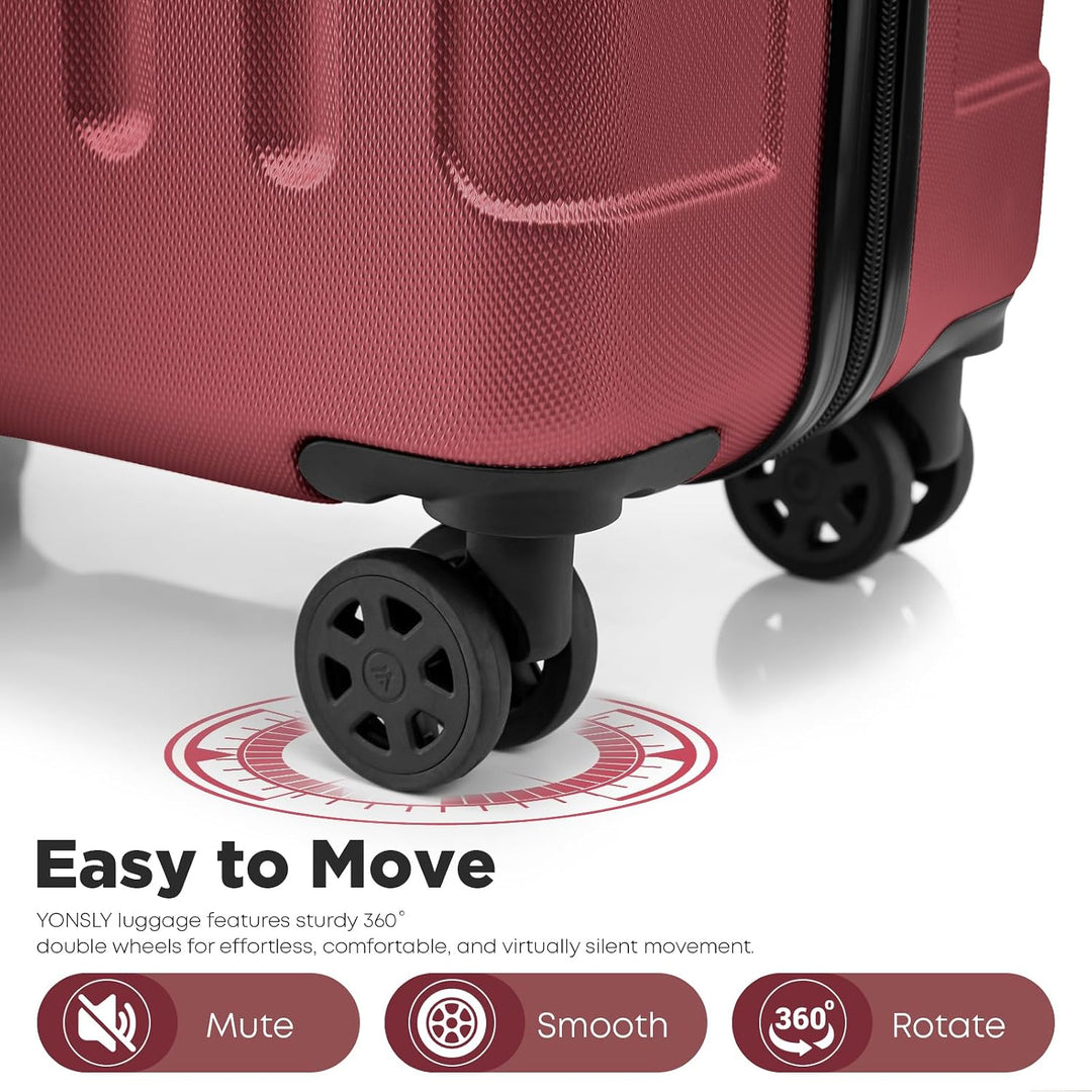 Kabinenkoffer mit abnehmbaren Rädern, S Koffer Suitcase Wein rot, Trolley Reisekoffer, Rollkoffer Ha