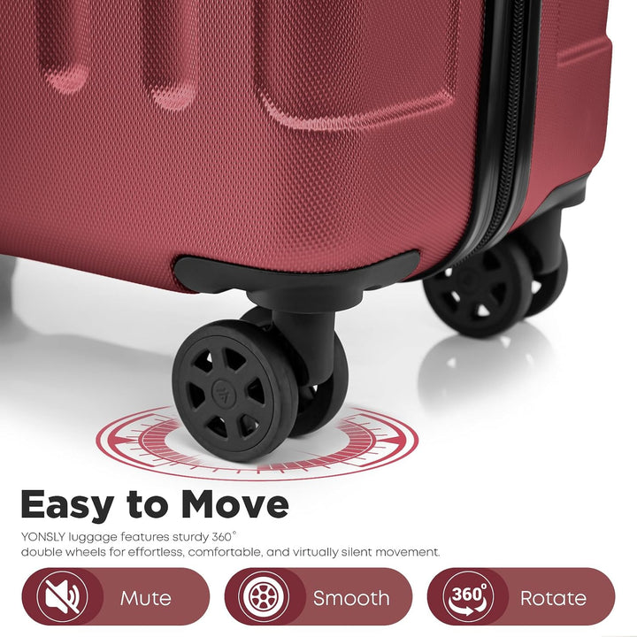 Kabinenkoffer mit abnehmbaren Rädern, S Koffer Suitcase Wein rot, Trolley Reisekoffer, Rollkoffer Ha