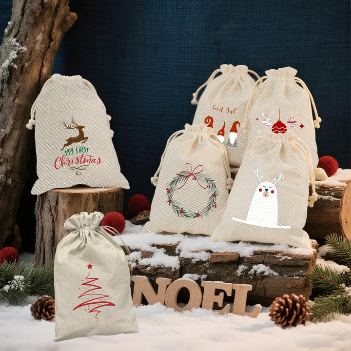 Geschenkverpackung Weihnachten Jutesäckchen20x30,6Stücke Nikolaussäckchen Weihnachtstüten Gross,Gesc