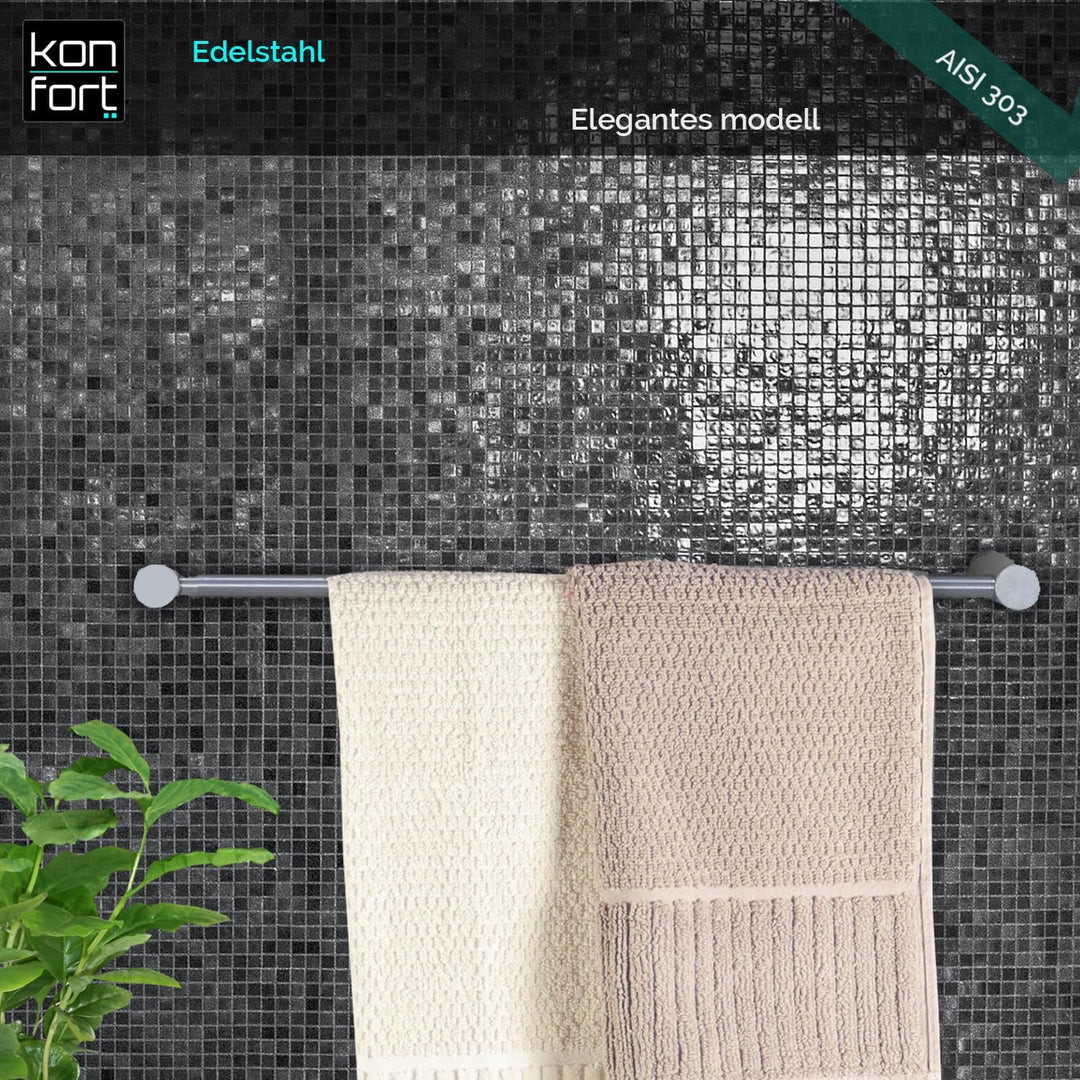 Kon-fort Home Handtuchhalter 40cm zum Bohren Bad, Edelstahl Gebürstet Wandmontage, Handtuchstange Hi