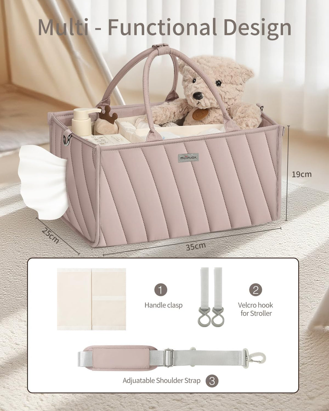 mliinjoy Multifunktionaler Polyesterstoff Aufbewahrungsbox Organizer für Windeln Babyartikel Wochenb