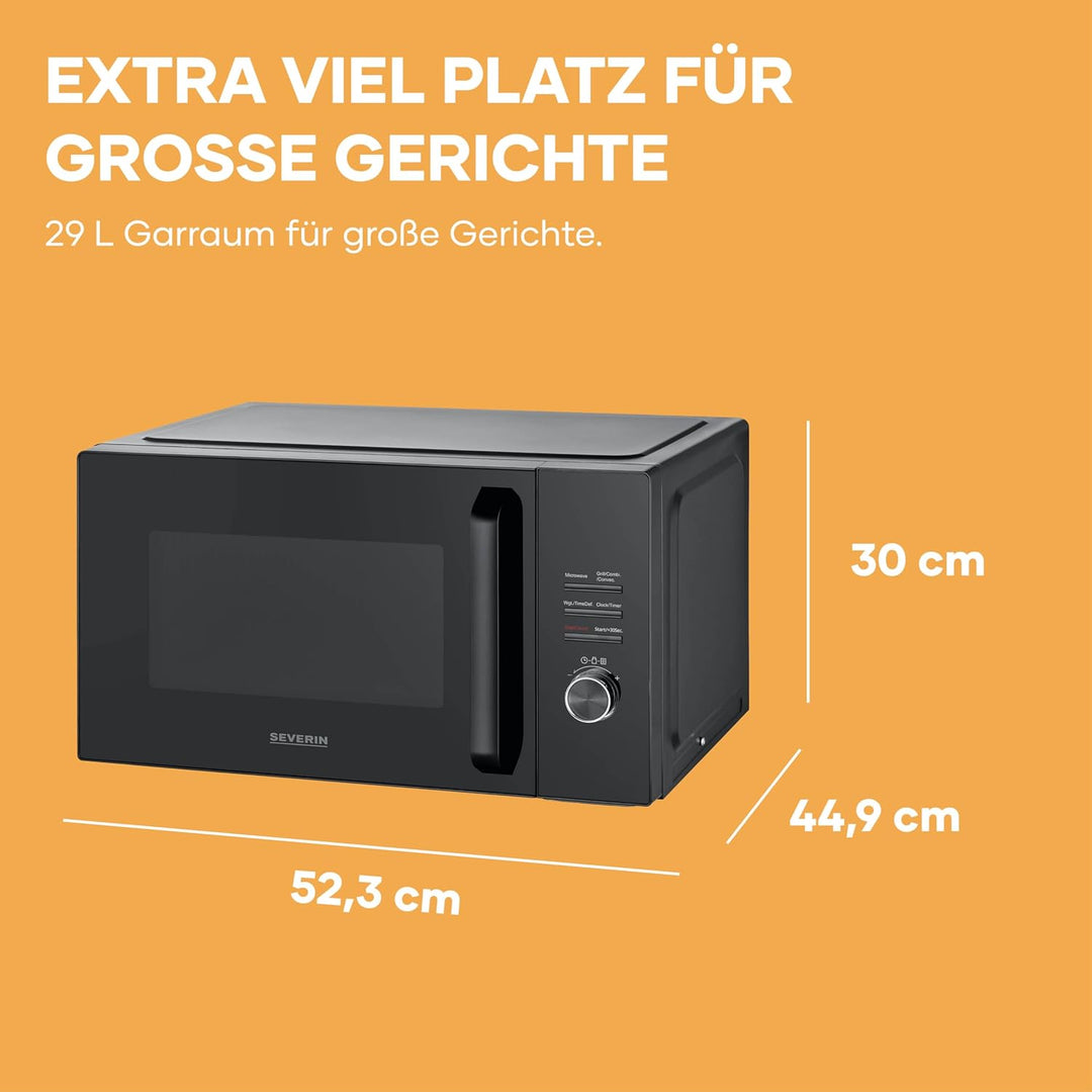 Severin Mikrowelle mit Grill und Heissluft-Funktion bis 240°C, Heissluftfritteuse, Backofen, 95 min