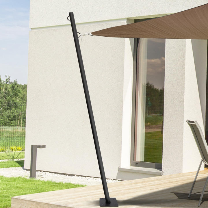 IDMarket - 2 Befestigungsstangen für Sonnensegel, Höhe 220 cm, Pfosten und Sockel aus Stahl