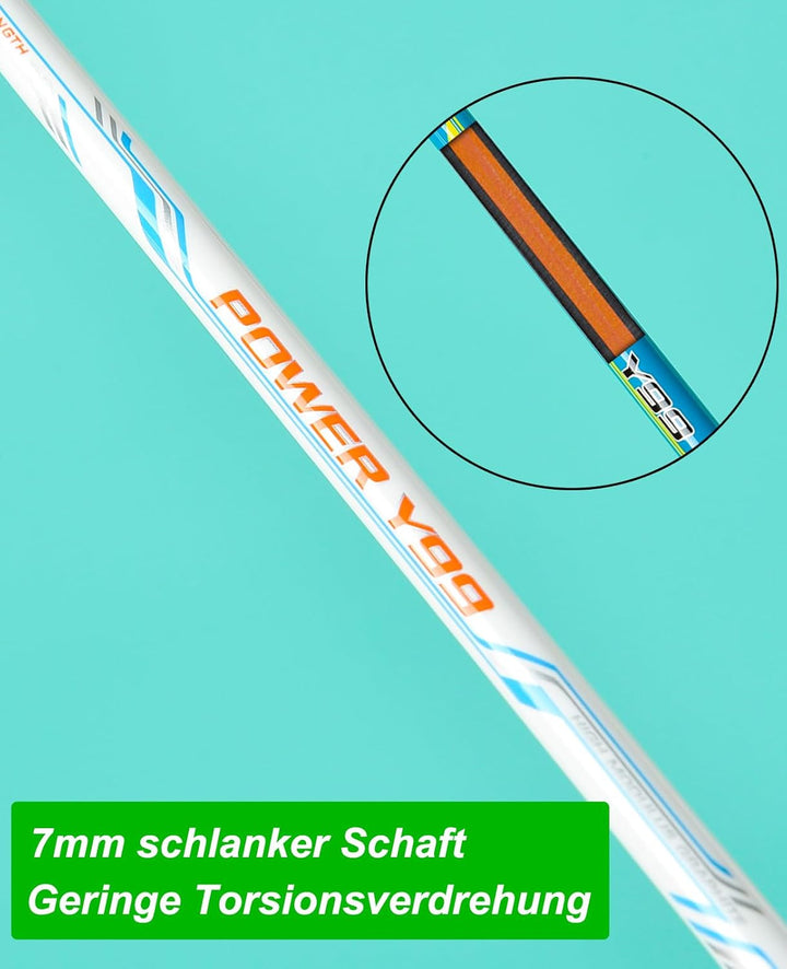 MANJHONG Graphit Badmintonschläger (83g, 25lbs) Federballschläger für Freizeit, Training mit Federbä