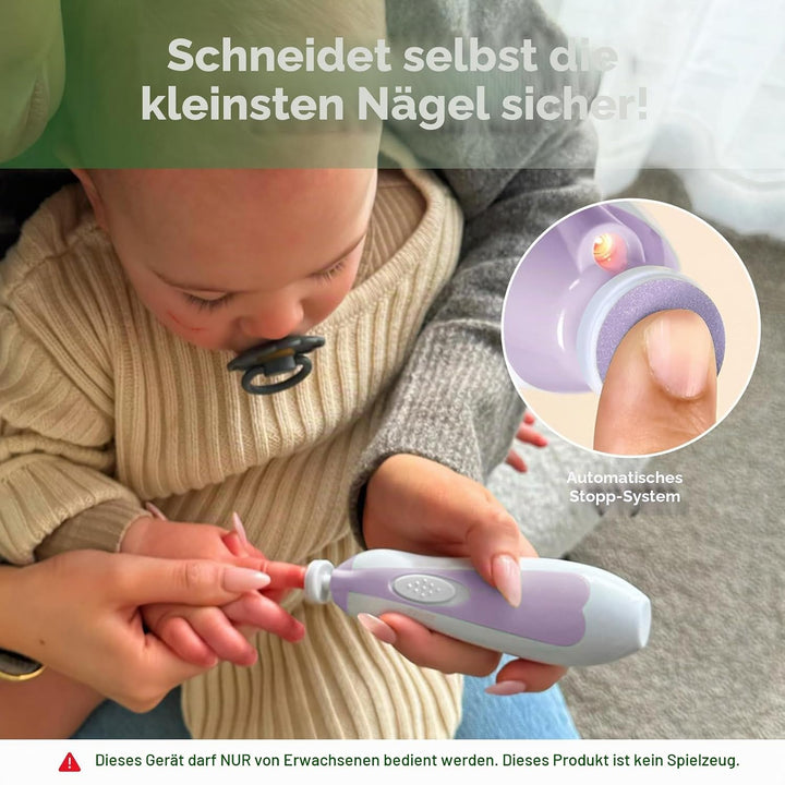 haakaa Baby Nagelschneider Elektrisch Baby Nagelfeile Kit mit LED-Licht, Baby Nagelknipser für Neuge