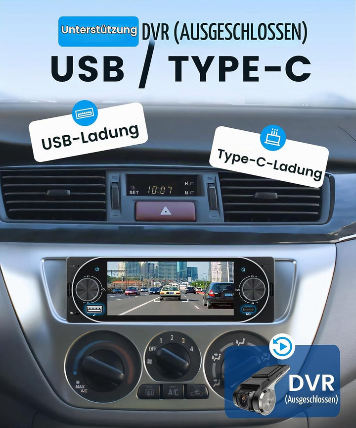 Rimoody Autoradio 1 Din mit Wireless Carplay Android Auto IOS/Android Mirror Link Bluetooth 5.1, 5 Z