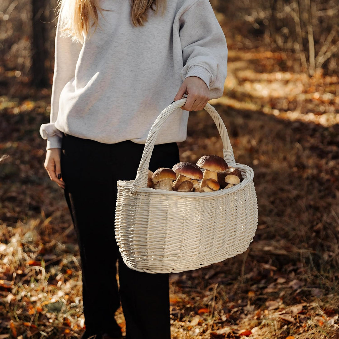 Creative Home Einkaufskorb Weidenkorb mit Henkel Picknickkorb | 45 x 26 x 41 cm (+/- 2 cm) | Handgef