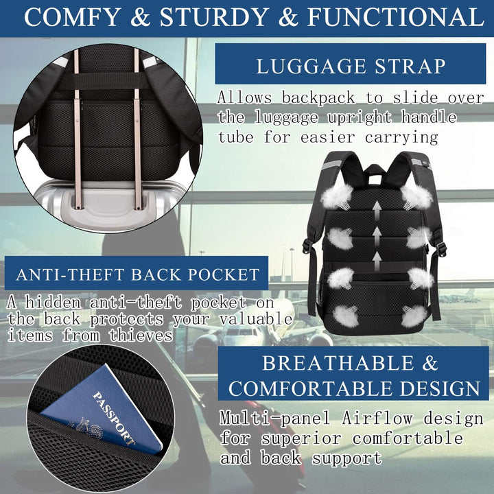 LIWAG Extra Gross Rucksack Herren 50L Wasserdicht 17 Zoll Laptoptasche Arbeit Laptop Rucksack mit US
