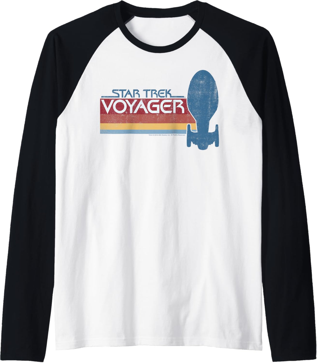 Star Trek Voyager Retro Rainbow Stripe Raglan