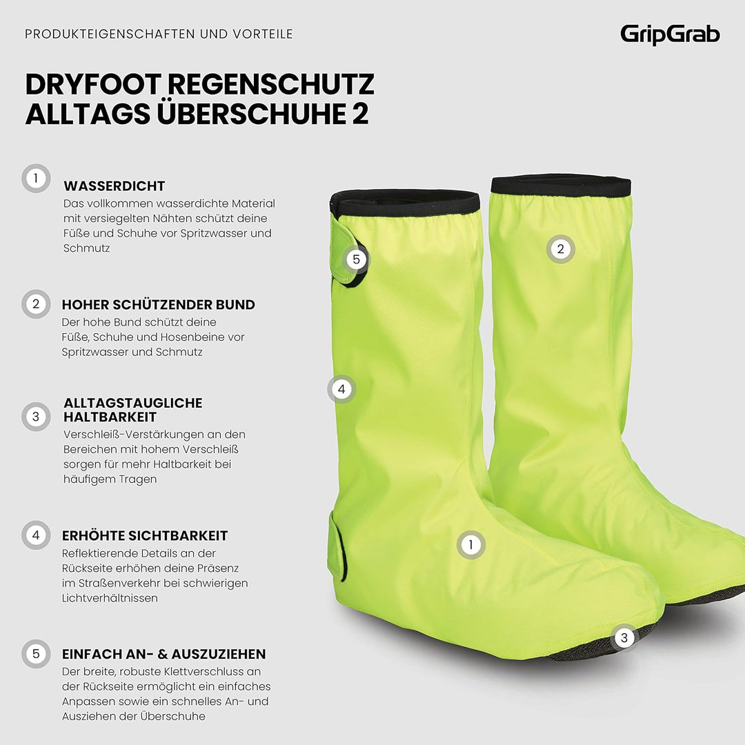 GripGrab DryFoot 2nd Edition Überschuhe Fahrrad Wasserdicht Regenschutz Alltagsschuhe Regen Überzieh