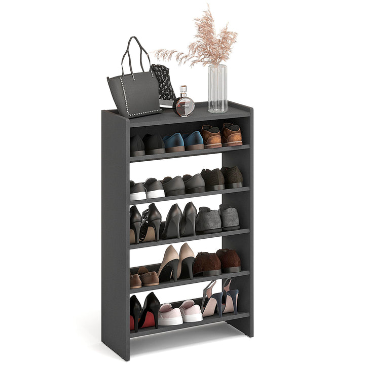 KOMTO Schuhregal Schmal - Schuhablage Flur mit 5 Ebenen Offener Schuhschrank Schuh Organizer Platzsp