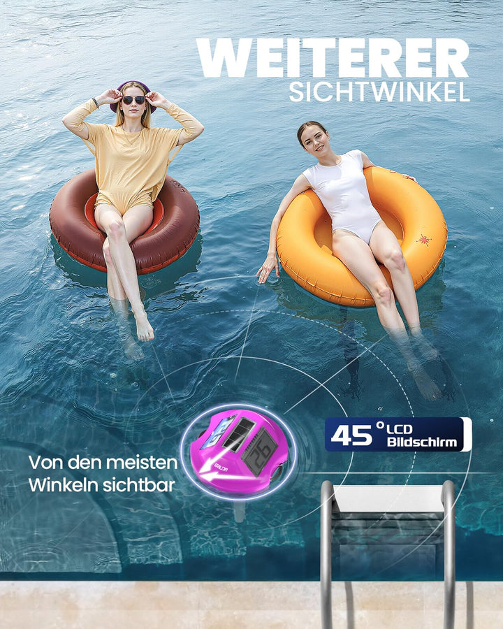 BALDR Solar Schwimmendes für Pool mit zwei grossen Displays | IPX7 wasserdichter digitaler Temperatu
