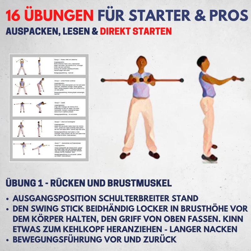 Best Sporting Schwingstab Fitness Set in 3 Farben I Swingstick für Ganzkörpertraining I Gymnastiksta