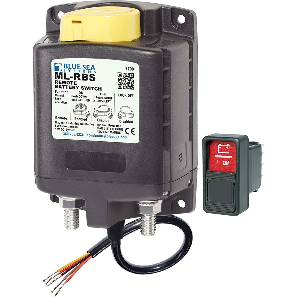Blue Sea Systems Hochstrom-Magnetspule. 12 V Bi-stabil mit Drehknopf, 12 V Bi-stabil mit Drehknopf