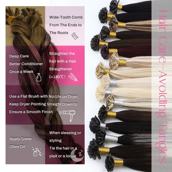 Moresoo Haarverlängerung Echthaar Bondings 55 cm Remy Echthaar Extensions Bondings 