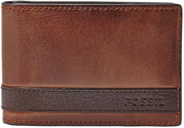 Fossil Herren Quinn Leder Trifold Geldbörse 8,5 cm L x 2 cm B x 10 cm H Braun, Braun