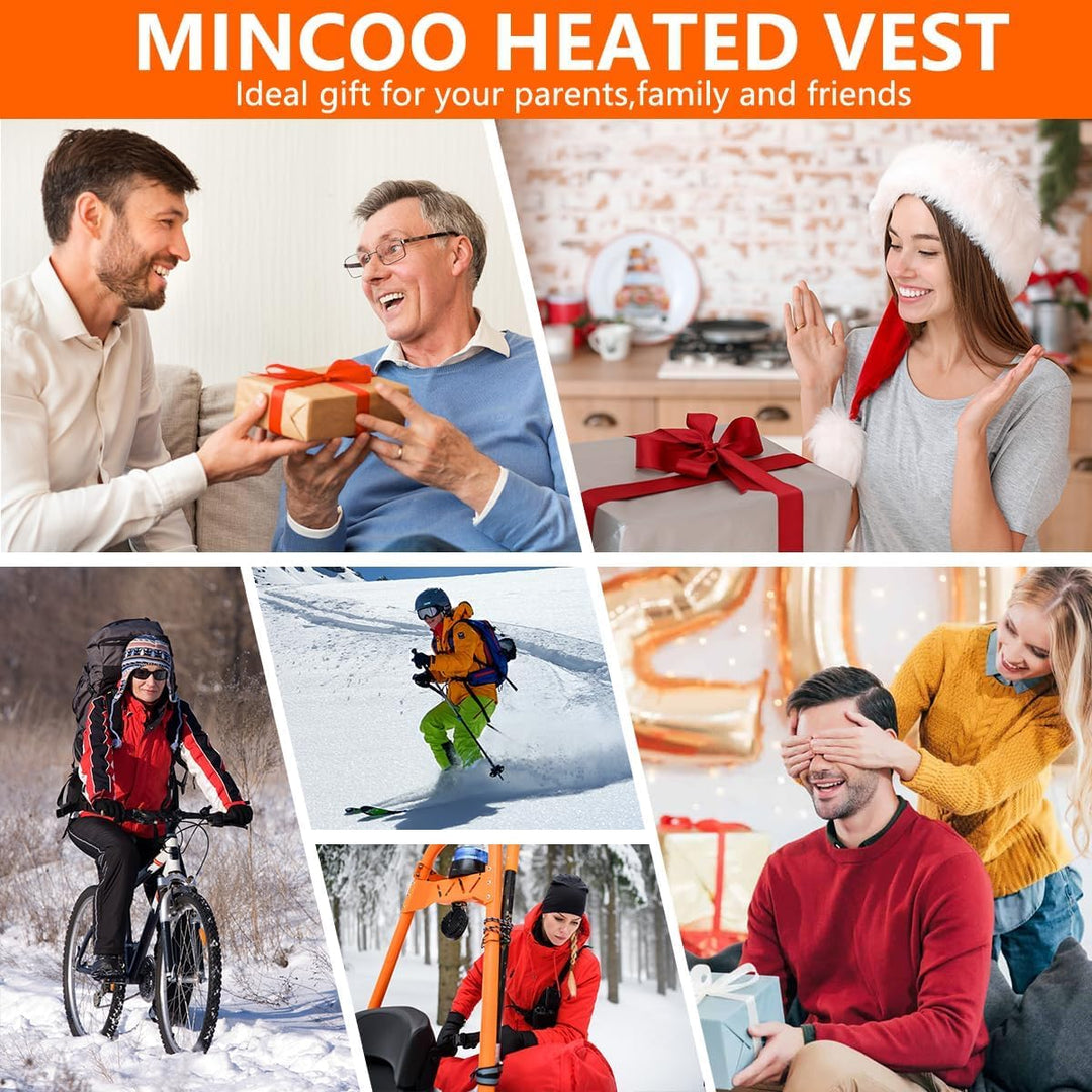 Mincoo Beheizbare Weste für Herren Damen ,Elektrische USB Heizwesten Mit 5V 10000 mAh Akku, Winter W