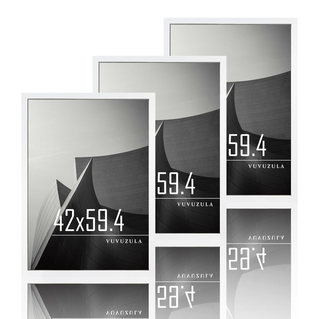 VUVUZULA Bilderrahmen A2 Weiss Holz Fotorahmen Holzrahmen MDF Rahmen DIN A2 3er Set Weiss A2, Weiss