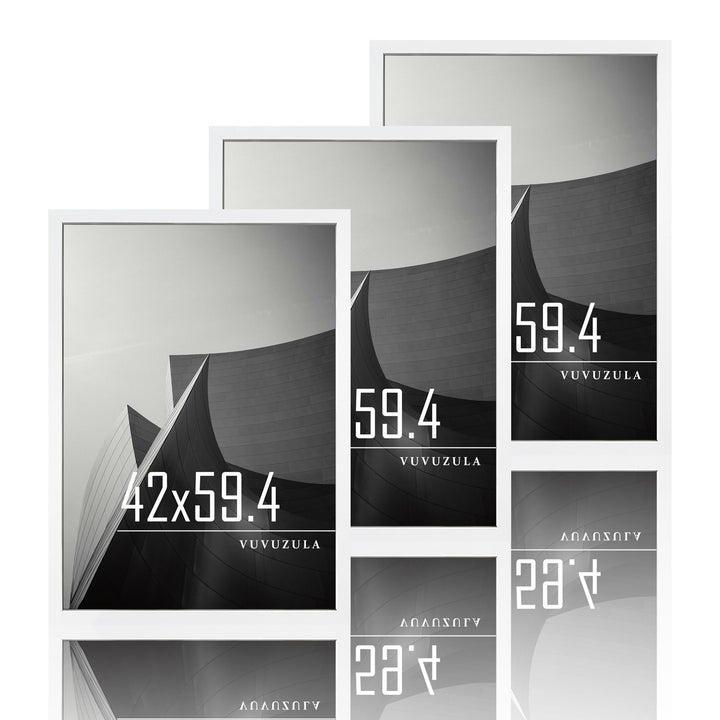 VUVUZULA Bilderrahmen A2 Weiss Holz Fotorahmen Holzrahmen MDF Rahmen DIN A2 3er Set Weiss A2, Weiss