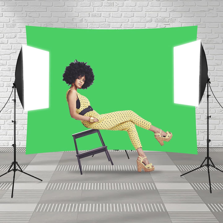 Andoer 2 x 1,5 m Green Screen Fotostudio Hintergrund, Fotohintergrund Grün mit verstellbarem Stativ