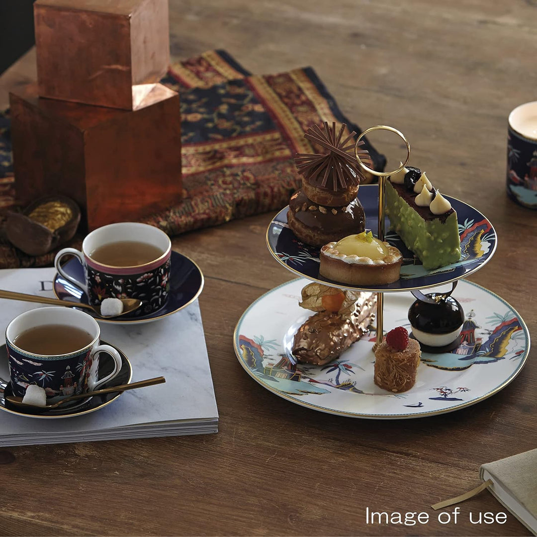 Wedgwood Wonderlust Teetasse und Untertasse, 142 ml, Blau Blaue Pagode, Blaue Pagode