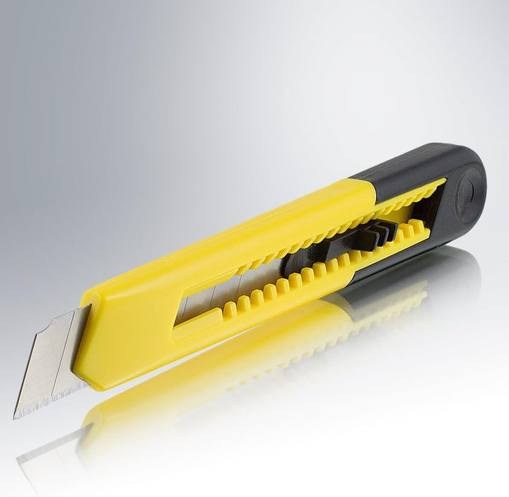 Cuttermesser Teppichmesser Kartonmesser Yellow inklusive Cutterklingen 18mm (25 Messer / 1000 Klinge