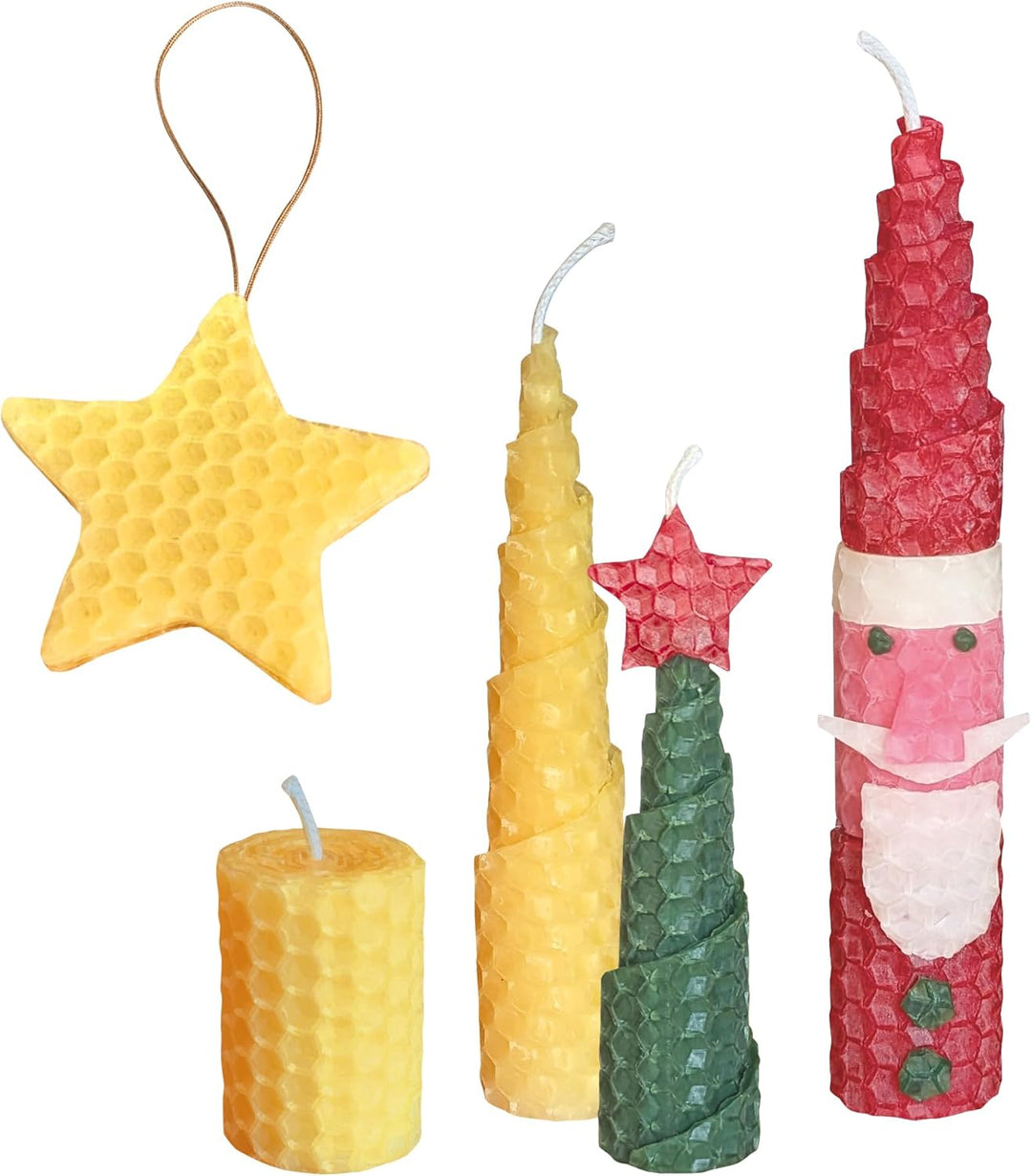 Pebaro WACHS-SET 3, Bienenwaben-Kerzenbastelset BUNT, Kerzen basteln, Bastelset inkl. Anleitung, 6 b