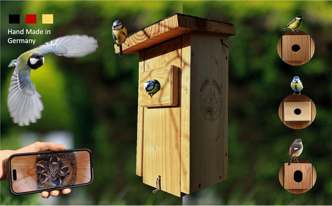 Hochwertiges Vogelhaus (Nistkasten) inklusive Kamera zum Vogel beobachten im Garten/Balkon mit WLAN