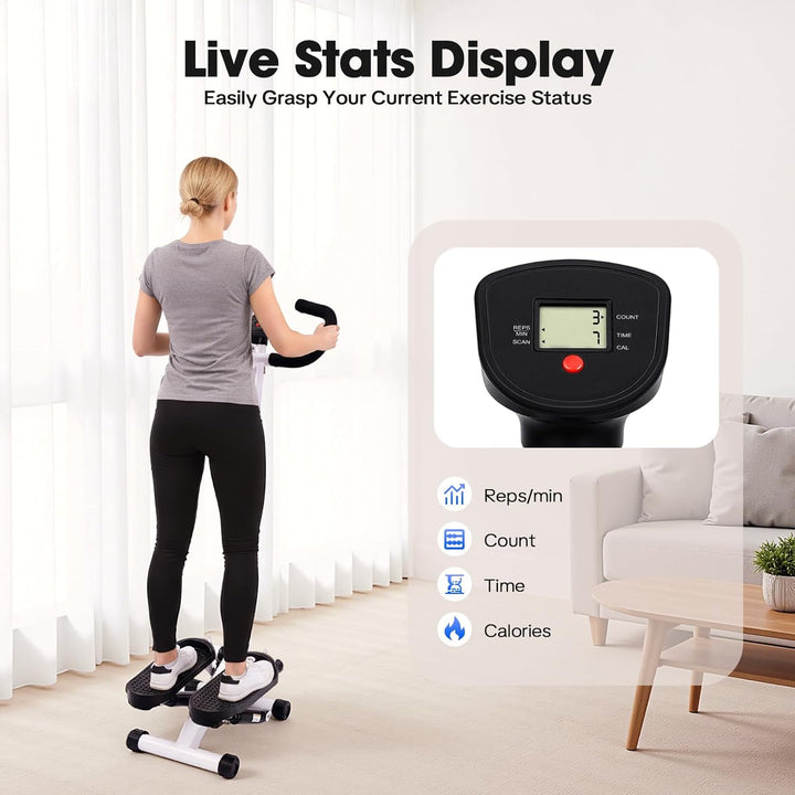 2in1 Fitness Stepper für Zuhause,Up-Down Swing Stepper mit Power Ropes und Lenker,LCD-Monitor,höhenv