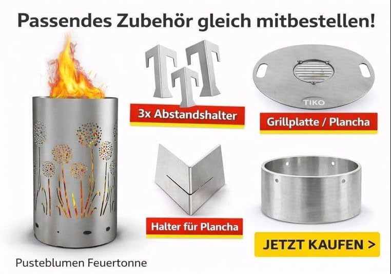 Feuertonne Feuerkorb mit Pusteblume Motiv