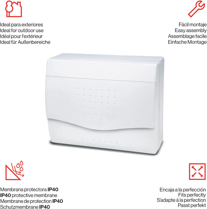 FAMATEL – Aufputzschrank Nuova | IP40 | 8/10 Elemente | 195 x 238 x 100 | Lichtundurchlässige Tür |G