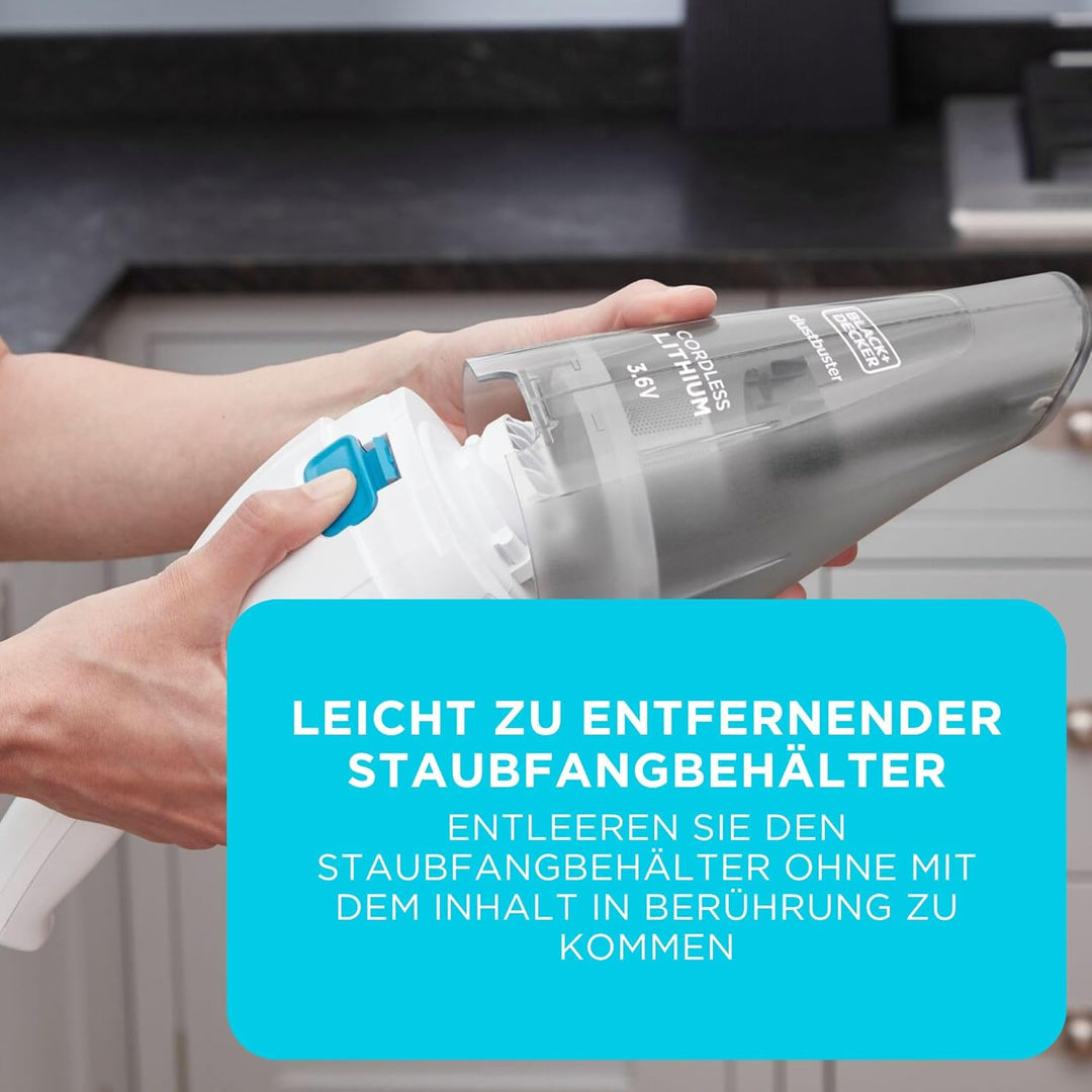 BLACK+DECKER dustbuster 3.6V kabelloser Akku-Handstaubsauger, NVC115JL-QW Handheld, Handheld