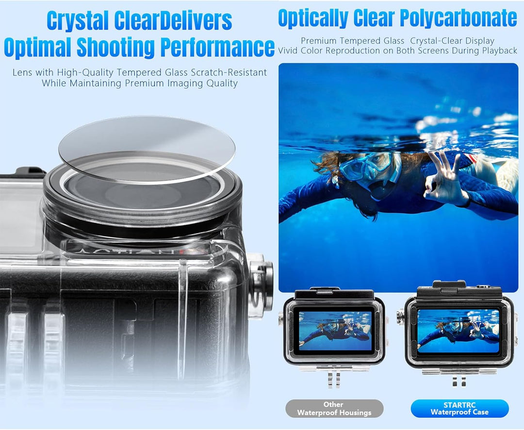 LICHIFIT Wasserdichtes Gehäuse für DJI Action 5 PRO / 4/3 Sportkamera, Tauchkoffer, Unterwasser-Schu