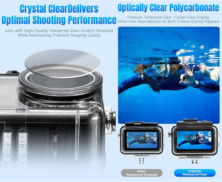 LICHIFIT Wasserdichtes Gehäuse für DJI Action 5 PRO / 4/3 Sportkamera, Tauchkoffer, Unterwasser-Schu