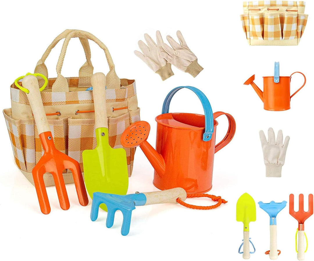Evelure Gartenwerkzeug-Set für Kinder, Gartenwerkzeug-Set 6-teilig für Kinder mit Giesskanne, Garten