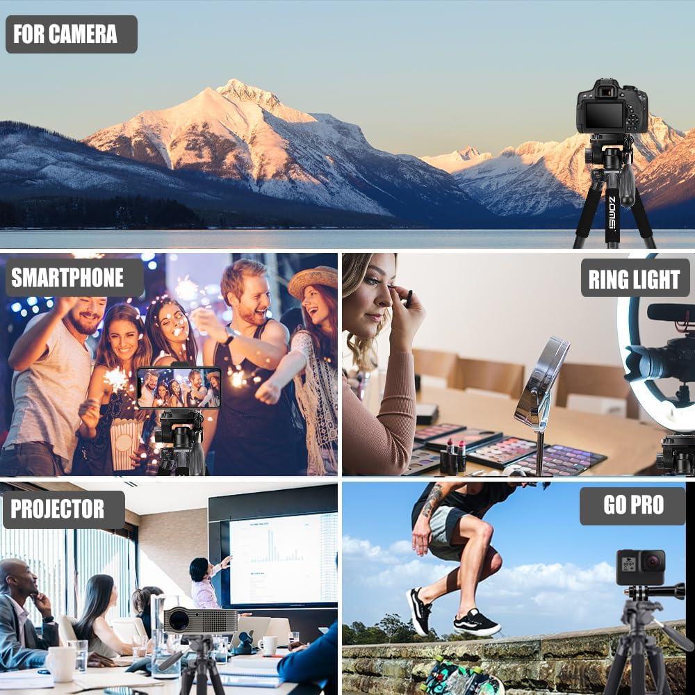 ZOMEi 188cm Stativ Heavy Duty Tall Tripod Stand, Professional Travel Video Tripod Kompatibel mit DSL
