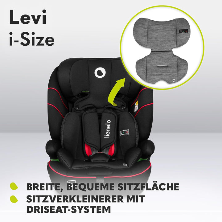 LIONELO LEVI I-SIZE 76-150 cm Kinderautositz, Gruppe 1 2 3, Seitenschutz, 10 Grad Kopfstützenverstel