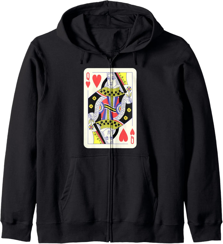 Queen of Hearts Spielkarte für Paare, Halloween-Kostüm Kapuzenjacke