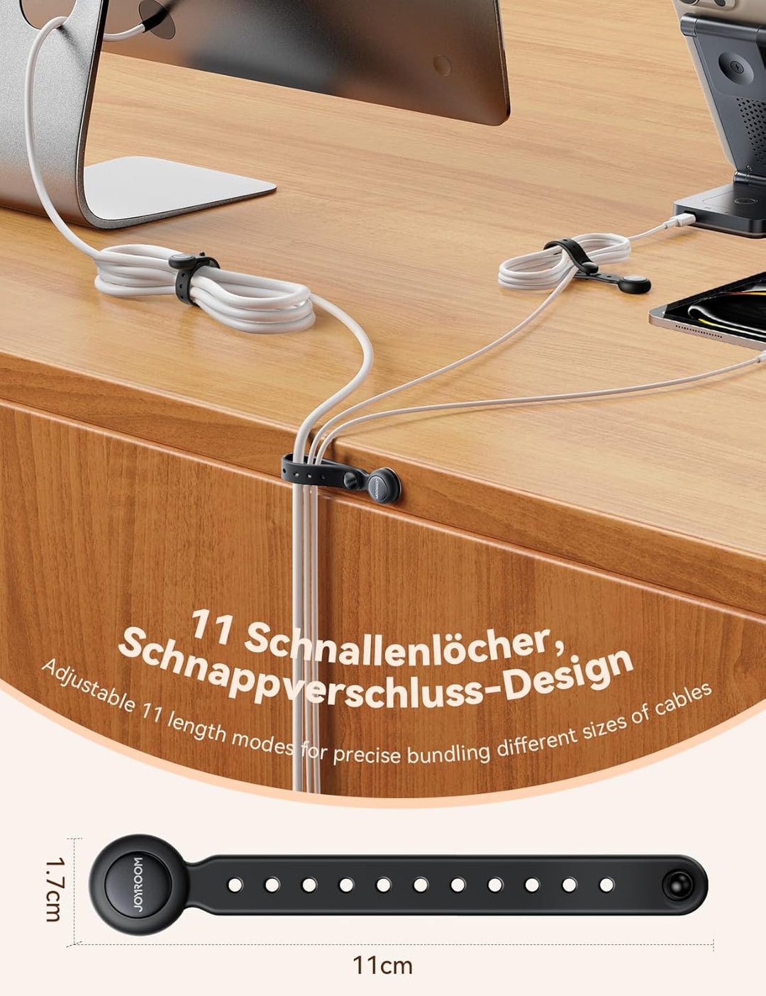 JOYROOM 12 Stück Magnetische Kabelbinder Schwarz, [2024 Neueste] Multifunktionale Silikon Kabelbinde