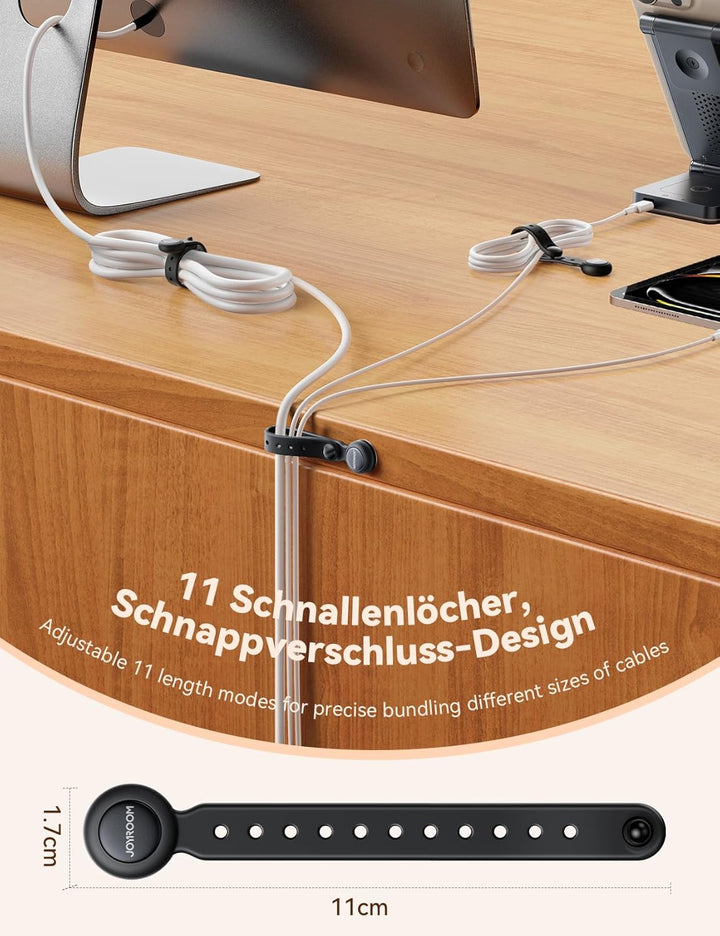 JOYROOM 12 Stück Magnetische Kabelbinder Schwarz, [2024 Neueste] Multifunktionale Silikon Kabelbinde
