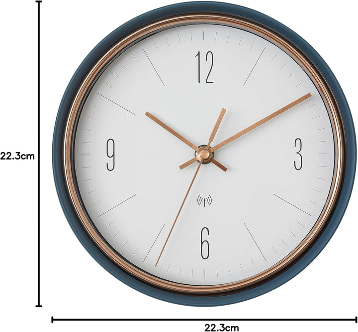 TFA Dostmann Wanduhr analog, 60.3547.20, Funkuhr, aus Metallrahmen mit kupferfarbenen Zeiger, Design