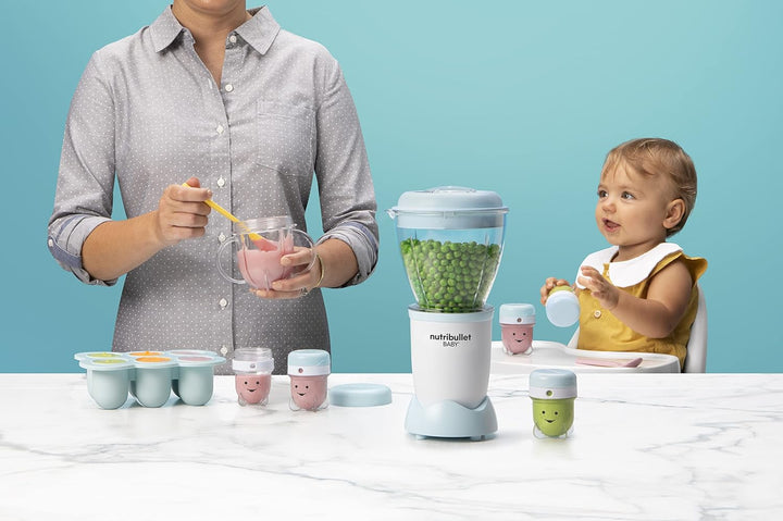 nutribullet Baby, Mixer für Babynahrung, Elektrischer Mixer, 200 Watt Leistung, 6 Gläschen, Gefriers