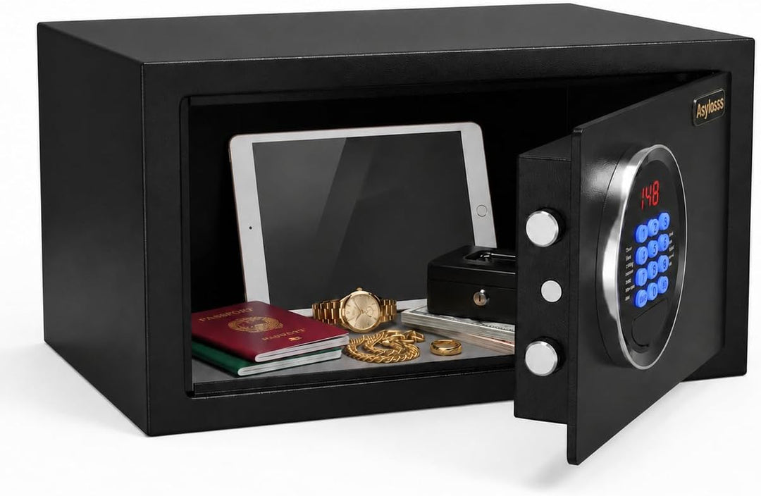 Hotelsafe 31L, LED-Pad, Admin-Code &amp; Notöffnung – für Laptop &amp; Schmuck | Vollstahl-Safe für Hotel &amp;