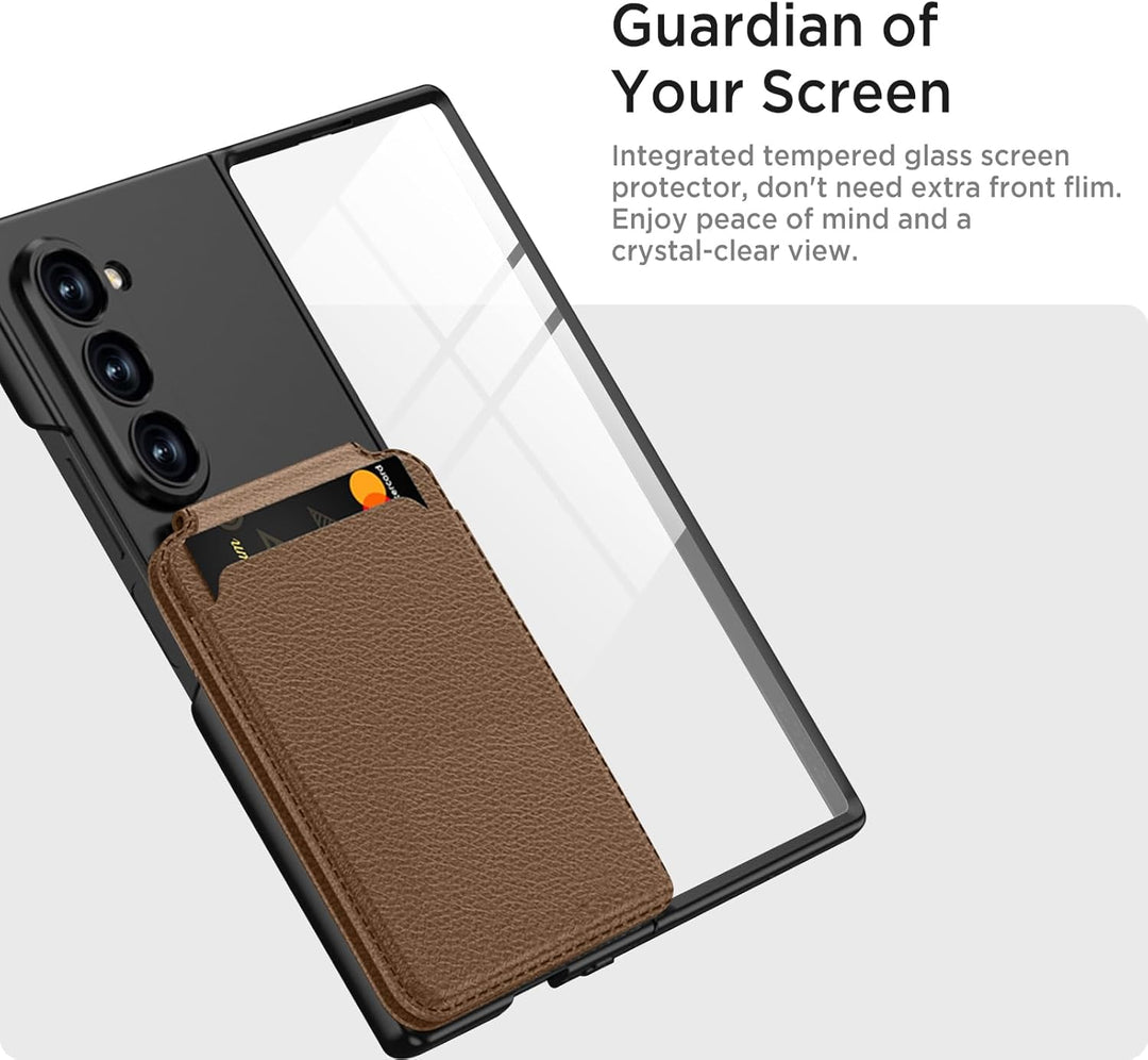 Miimall Kompatibel mit Samsung Galaxy Z Fold 6 Hülle mit Displayschutz, Magnetische Kartenhalter Wal