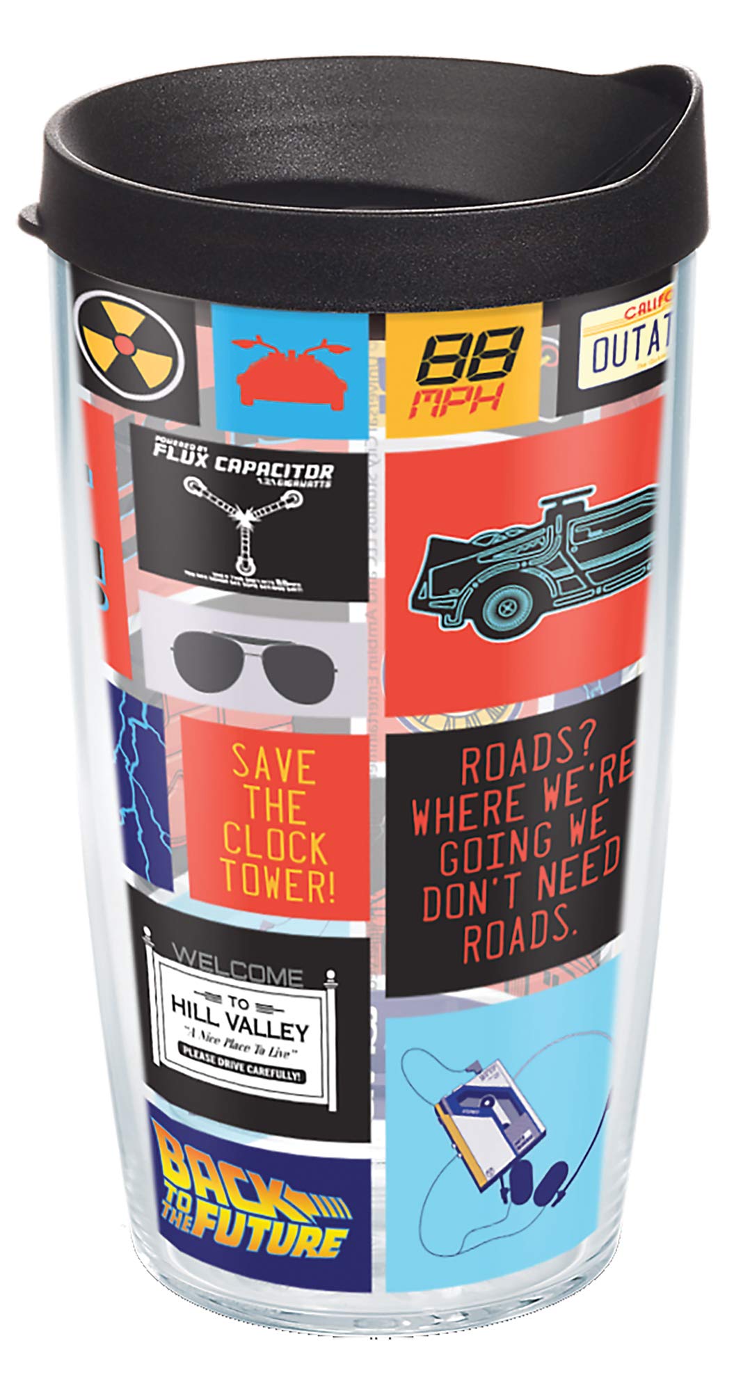 Tervis Back to the Future-Pattern Isolierter Becher, Klar-Tritan 453,6 g (16 oz) Klar - Tritan, 453,