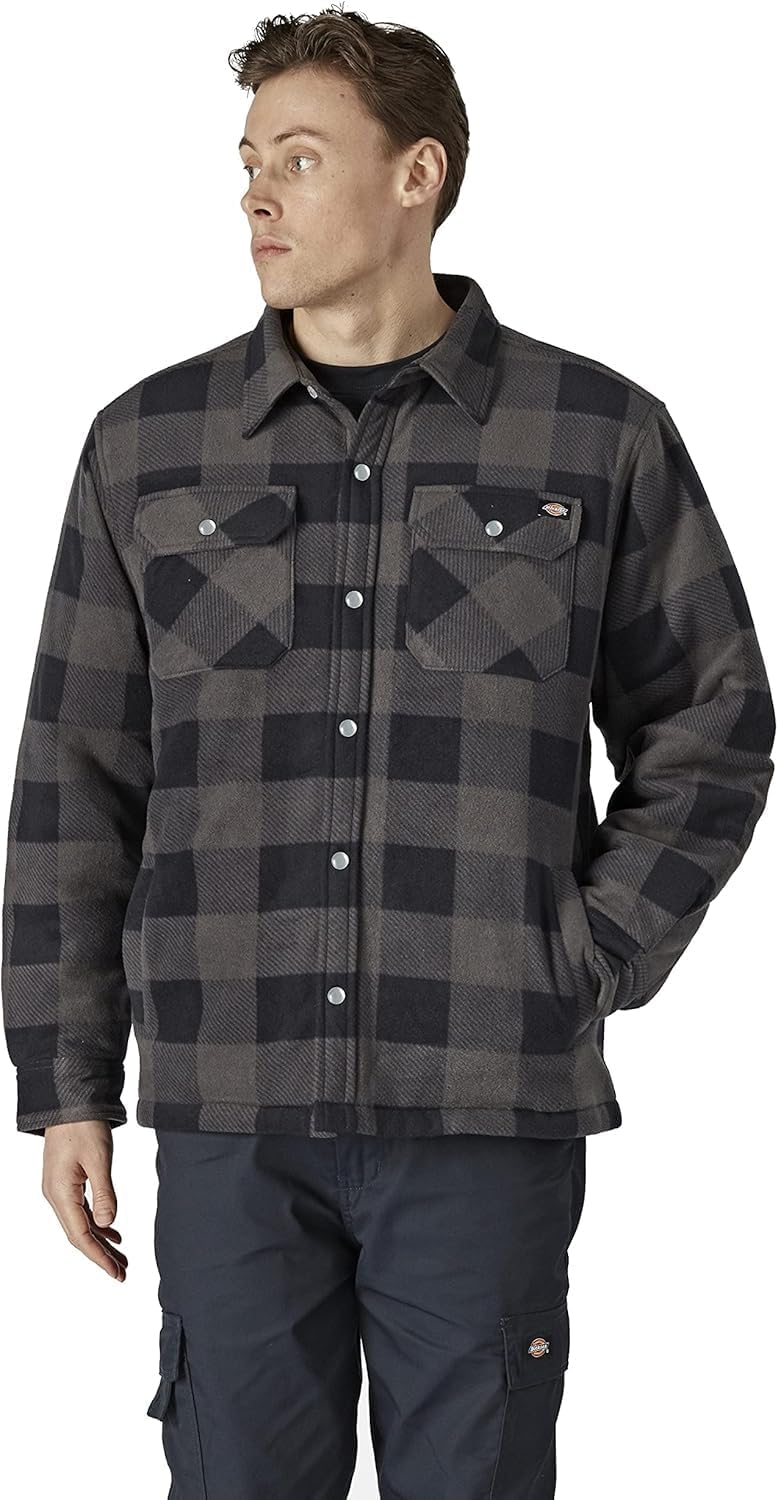 Dickies Herren Thermohemd Blau / Heather Grey XS Hemdjacke + Beanie-Mütze, Blau / Heather Grey XS He