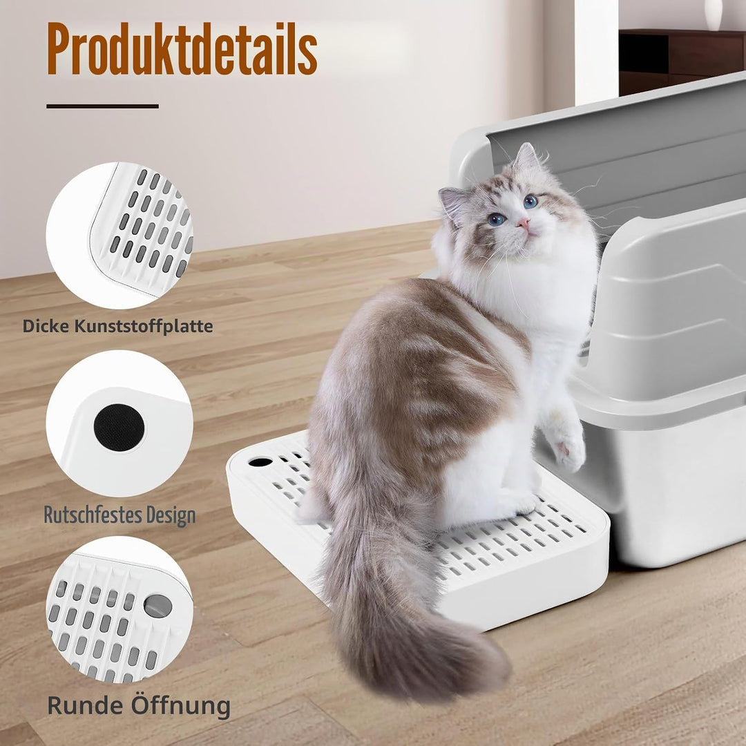 Kalolary Katzenstreu-Rampe mit Filtersystem – rutschfeste Treppe für Katzentoilette, Litter Catcher